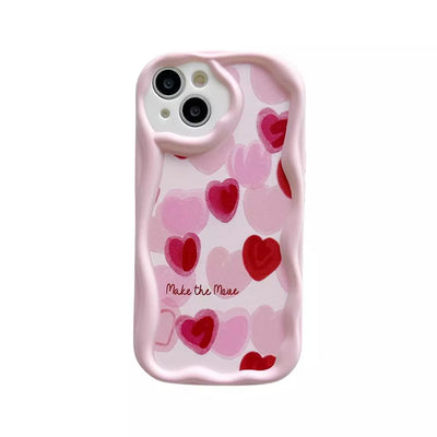 Funda Transparente con Detalles Rojos y Rosas de Corazones: - iPhone