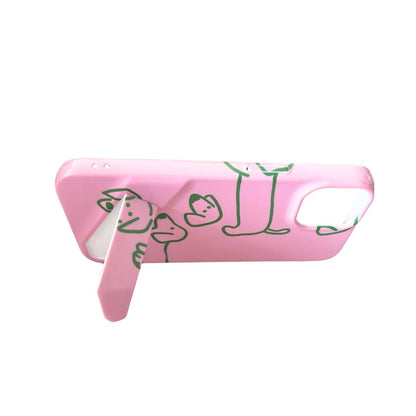 Funda Rosa con Perro Salchicha Verde - iPhone