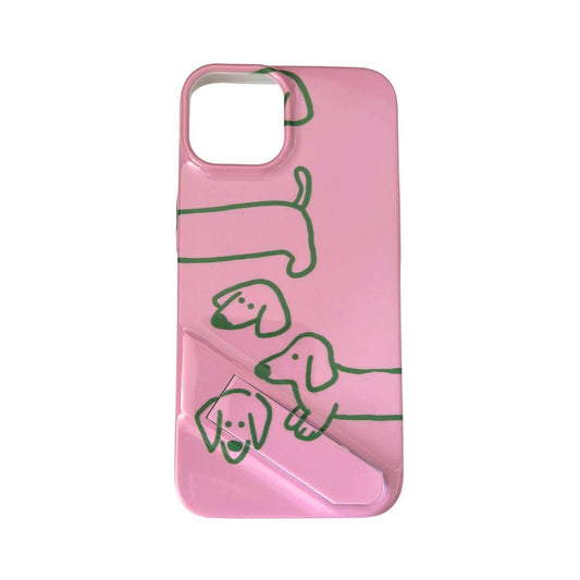 Funda Rosa con Perro Salchicha Verde - iPhone